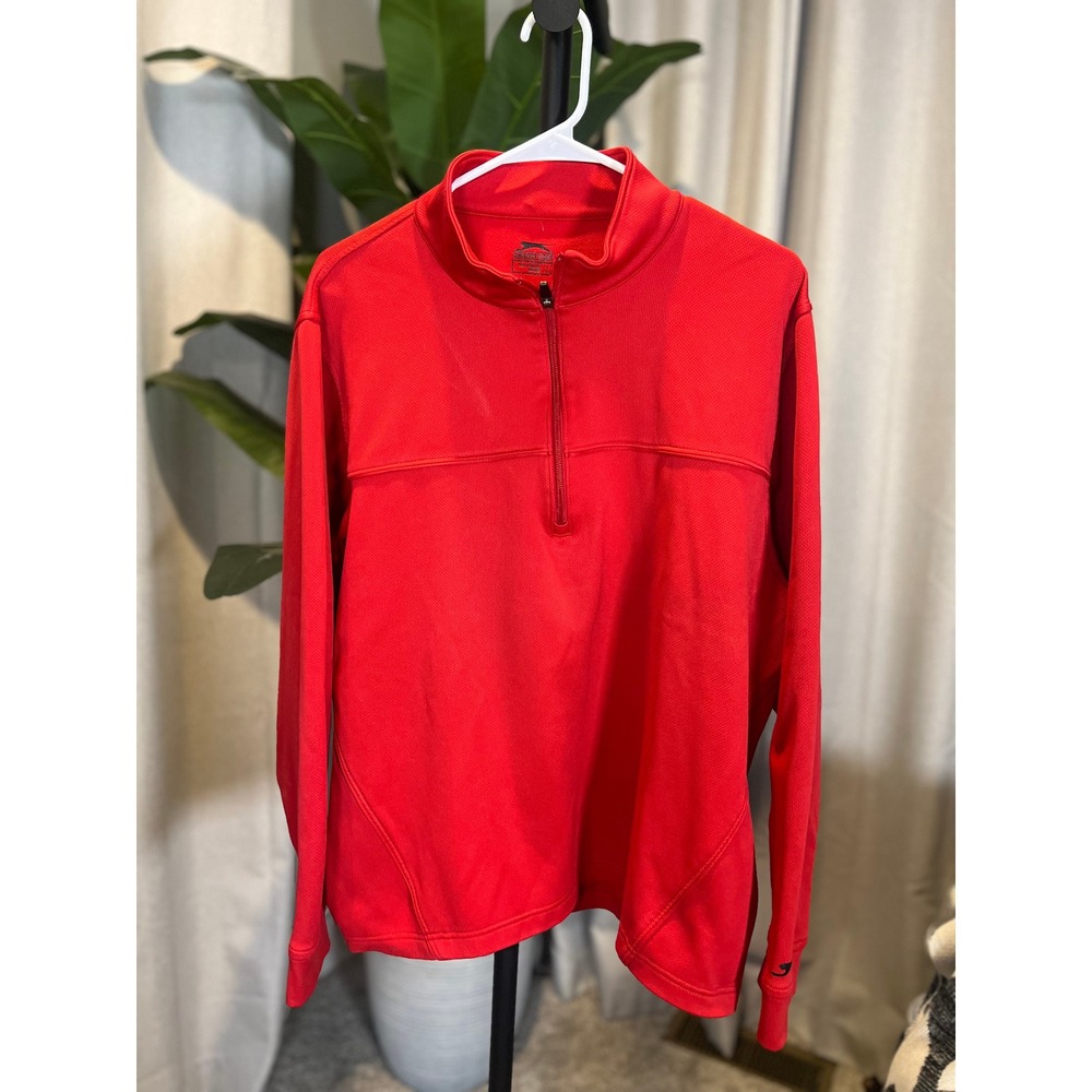 Slazenger Mens Red Quarter Zip Pullover Textured Activewear Golf Top Large